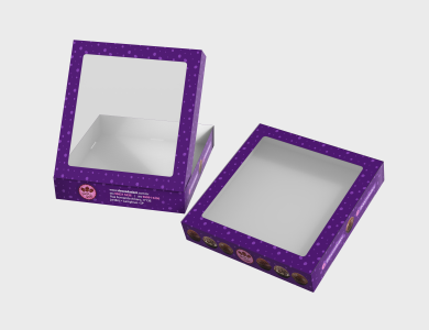 Caixa Multiuso com Visor Papel Alimentício 270g com Película Antigordura 20x21x3,8cm - 4x0 - 100 unid