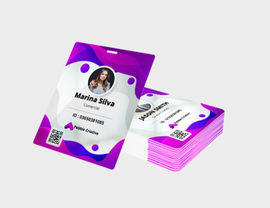 Credencial com Furo Presilha Dados Variáveis PVC 0,3mm branco 11,5x14cm - 4x1 - 1 unid